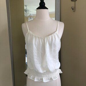 Glam White Ruffle Ruched Camisole Top Size Medium